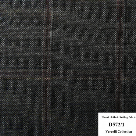 D572/1 Vercelli CVM - Vải Suit 95% Wool - Đen Caro Nâu